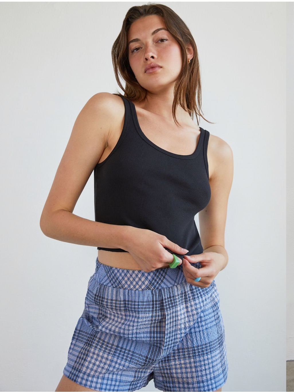 Aritzia Sunday Best Carey Cropped Tank Black Pima Cotton Capsule Wardrobe L